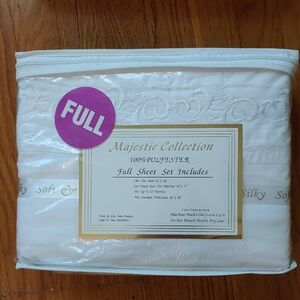 IC COLLECTION Embroidered Microfiber Full Sheet Set in White
